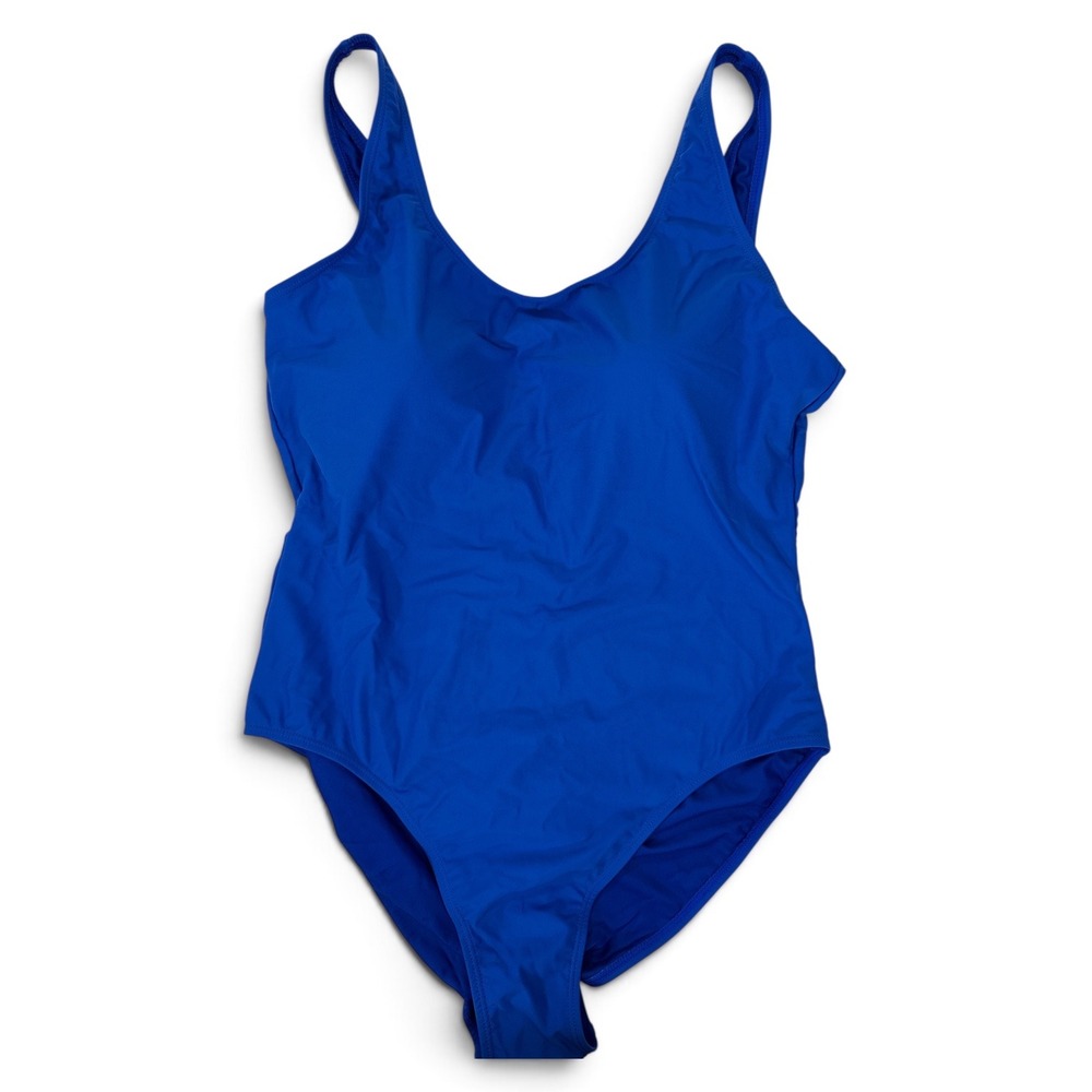 Nicole Miller Studio Womens XL One Piece Swimsuit Scoop Neck/Back Blue NWT